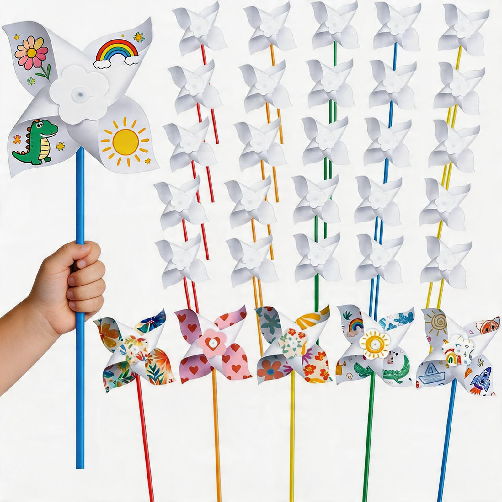 Art Craft Earth Day - 100 Pièces de Pinwheels en Papier