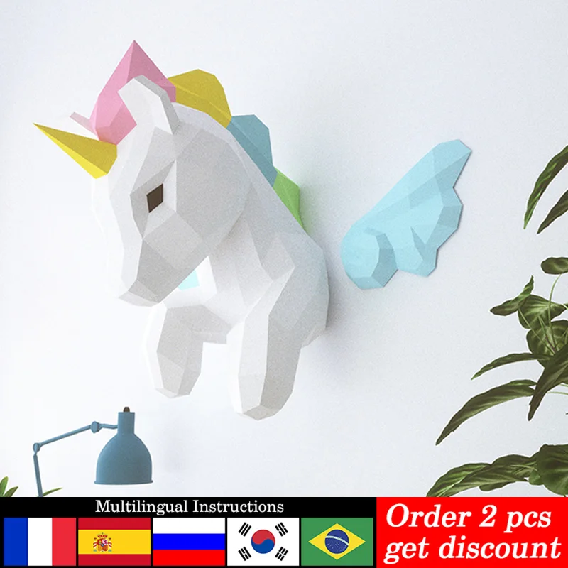 Art Craft Unicorn - Décoration murale d'animal arc-en-ciel Nairobi Orn,